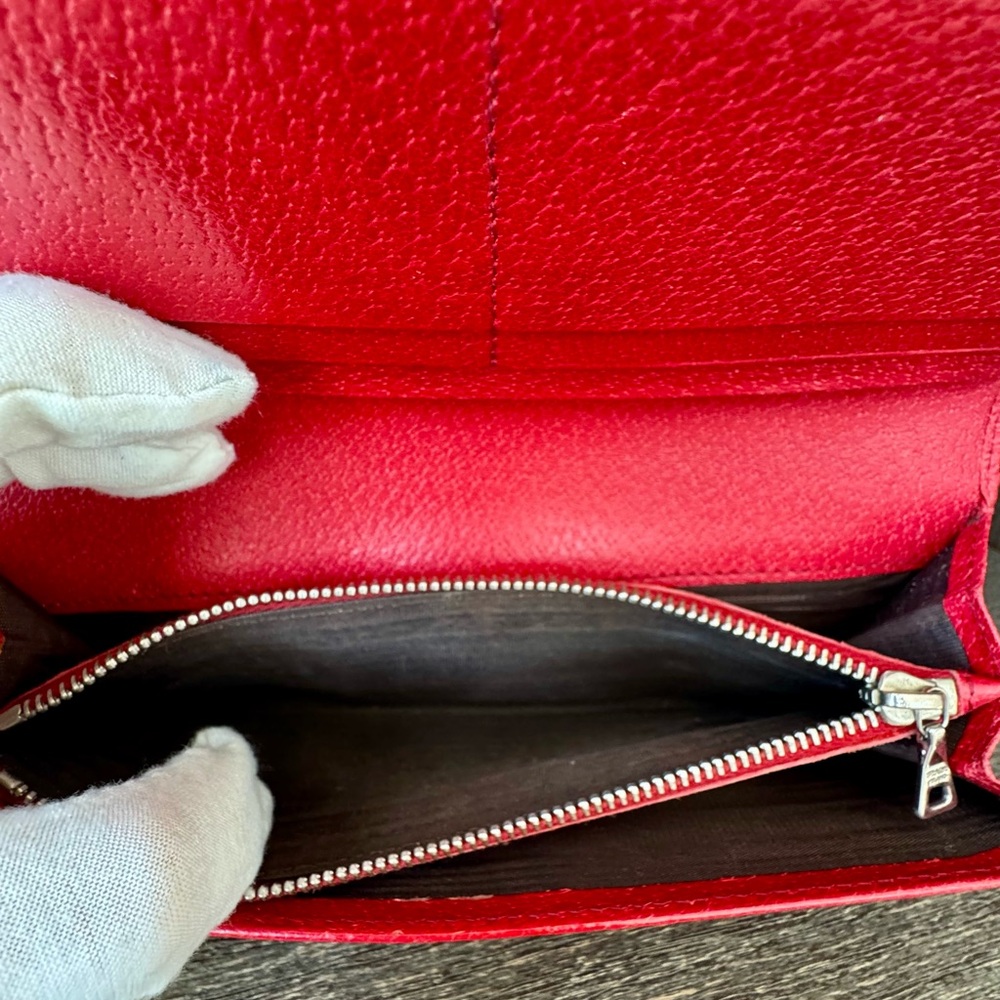 Red Leather Prada Flap Continental Wallet - Picture 6 of 11